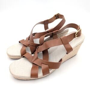 Cole Haan Crystal Slingback Espadrille Wedge Sandal Women's Brown Size US10B